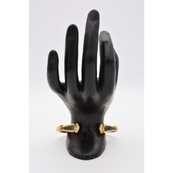 KJL For Avon Vintage Cuff Bangle Bracelet Rhinestone Enamel Signed AS IS BinAW - Picture 6 of 12